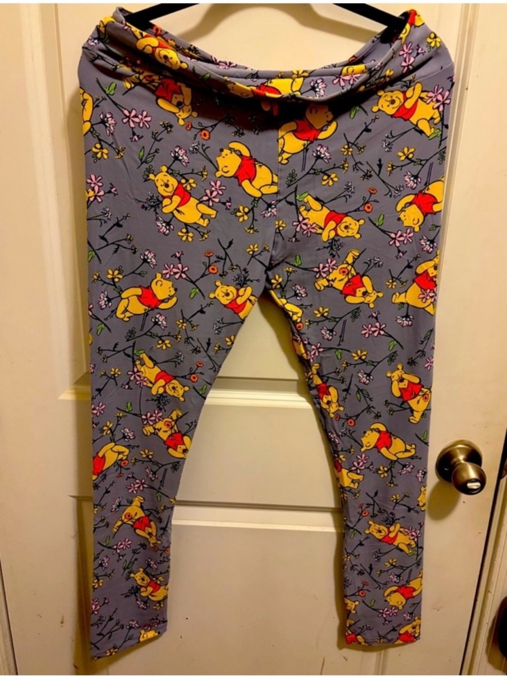 LulaRoe Winnie the Pooh Graphic Leggings -  Blue & Yellow